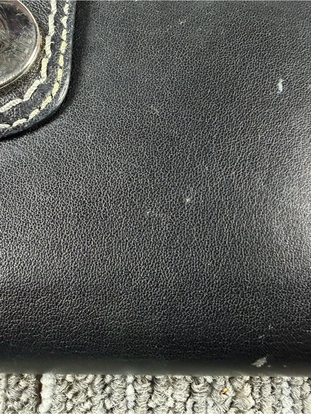 Vintage Coach Black Leather Checkbook Wallet with Silver Turnlock